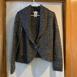 White Stag Womens Sweater/Cardigan XL Slate Gray Rhinestone Single Snap Closure